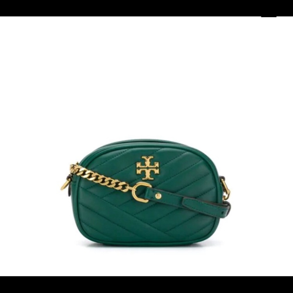 TORY BURCH Kira Chevron Small Camera Bag In Green
